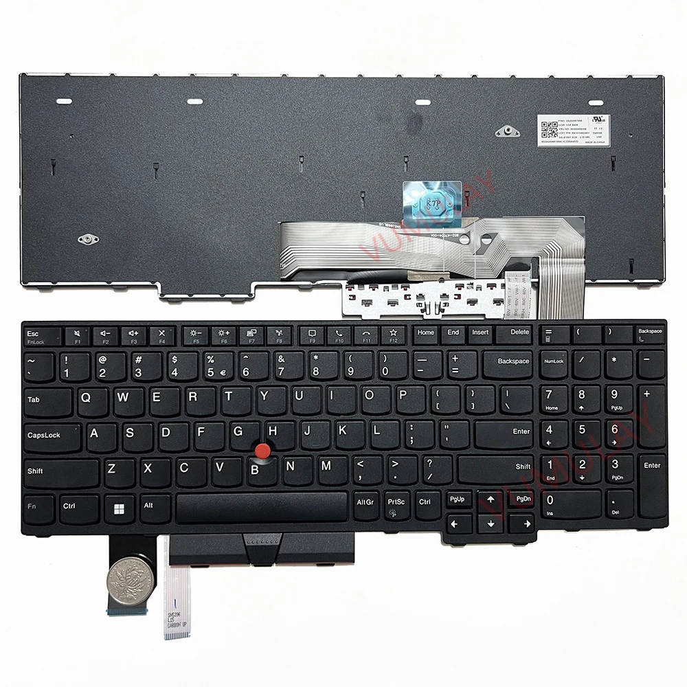 Keyboard AS untuk Lenovo ThinkPad L15 Gen 1 20U3 20U4 20U7 20U8 L15 Gen 2 20X3 20X4 20X7 20X8 T15p P15v Gen 1 Gen 2 Tanpa-Backlit