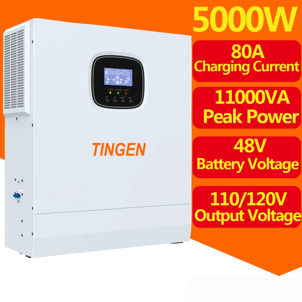 5000W Hybrid Inverter Battery Voltage 48V Built in 80A MPPT Solar Charge Controller Output Voltage 110V/120V