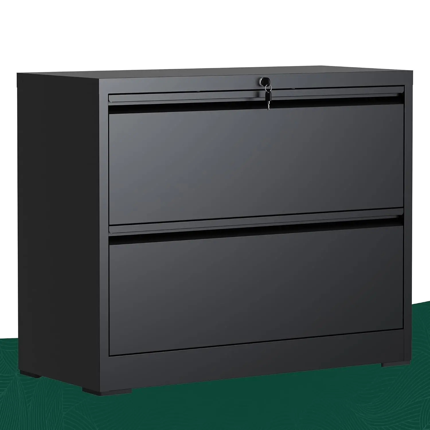 2 Drawer Lateral File Cabinet with Lock, Metal Storage for Home Office, Heavy Duty Letter/Legal/A4/F4 Size, Black, Customized