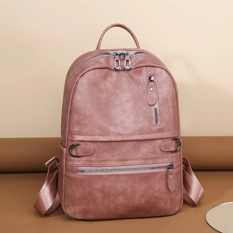 Multifunctional Travel Bags New Vintage Women Backpack Large Capacity Student School Bag Luxury Cowhide Female Satchels Backpack