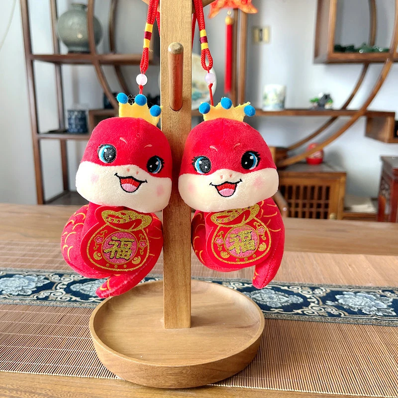 2025 Snake Year Mascot Doll Plush Toy Kawaii Zodiac Snake Stuffed Pendant Chinese New Year Hanging Decoration Festival Gifts