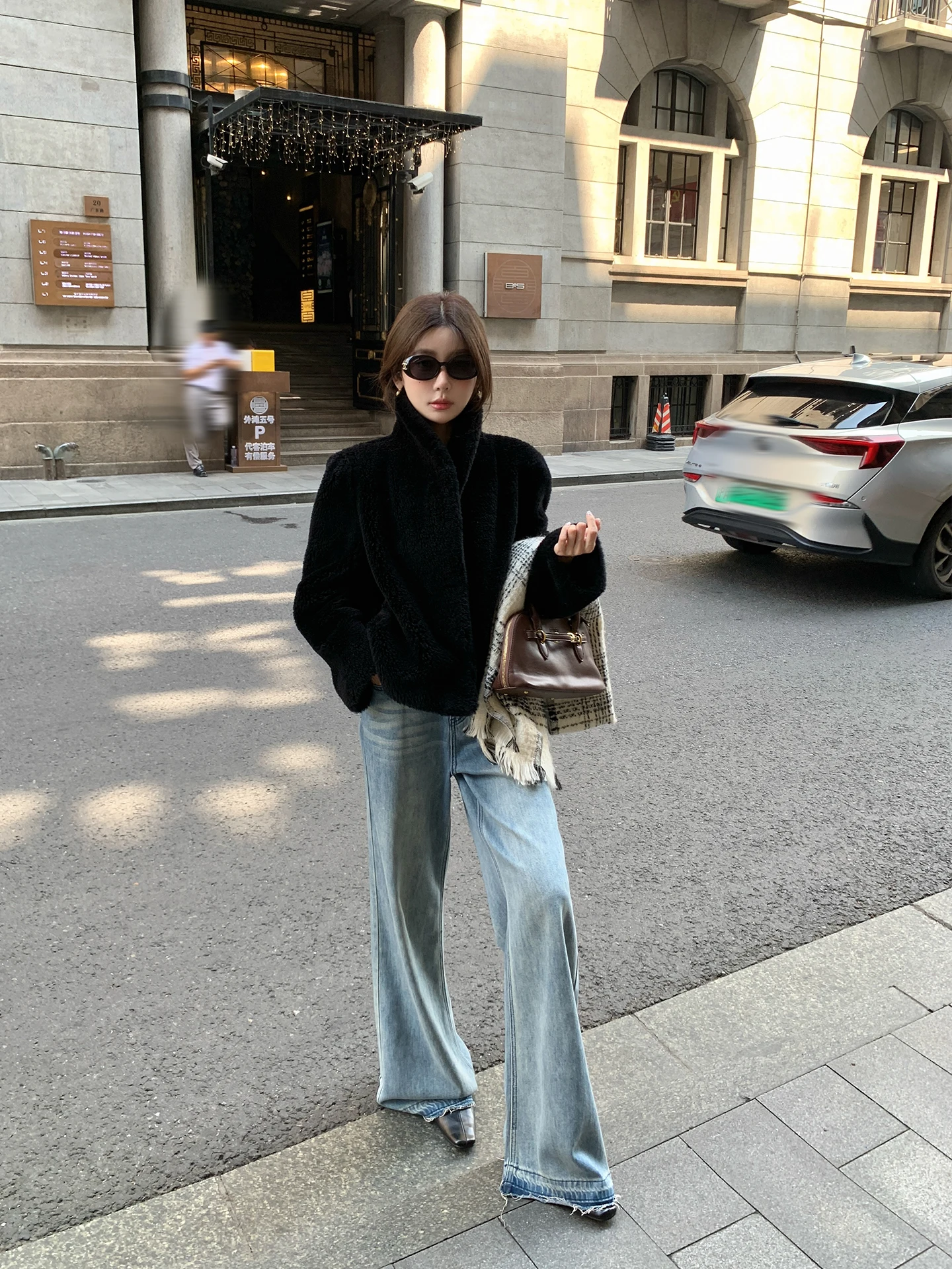 

Youthful ort Lamb Fur Jaet Women's Inteated Outerwear Slimming Sli Winter New Arrival Woolen Leather Small Size