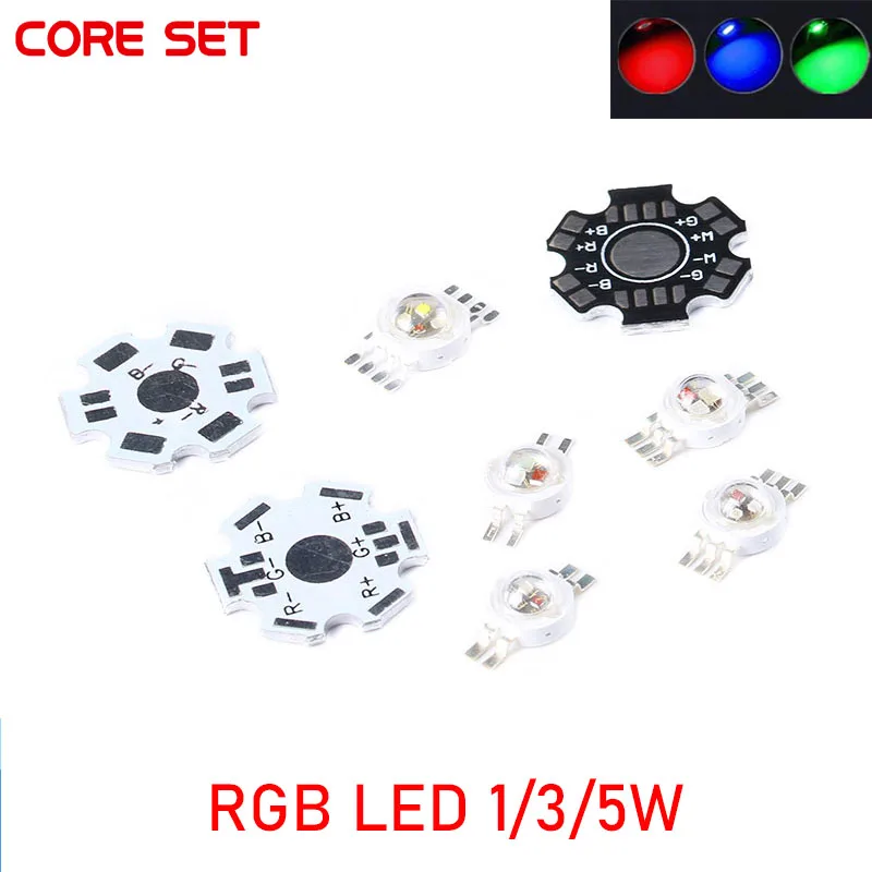 Chip LED RGB de alta potencia, 5 piezas, 1W, 3W, 5W, diodos SMD COB, resalte, cuentas de luz de cultivo a todo Color rojo/verde/azul