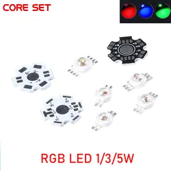 5 sztuk 1W 3W 5W wysokiej mocy Chip LED RGB żarówki diody SMD COB RGB podświetlają czerwone/zielone/niebieskie pełnokolorowe koraliki oświetlenie do uprawy