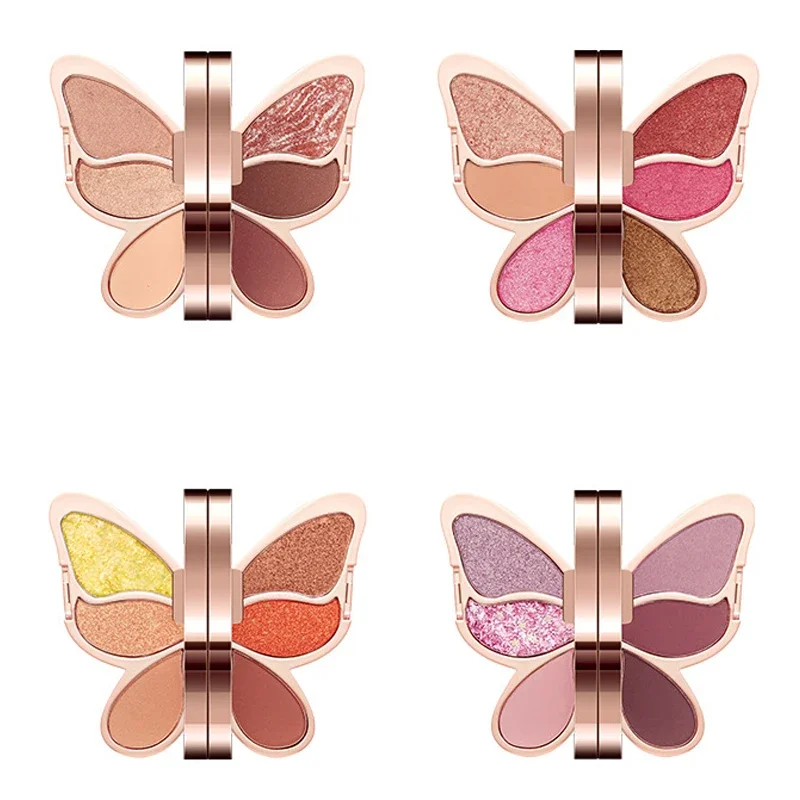 Butterfly Eye Shadow Palette 6 Color Pearlescent Sequins Glitter Powder Waterproof Eye Matte Eyeshadow Makeup Korean Cosmetics