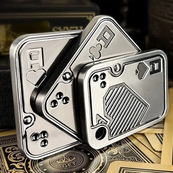 New Stress Relief Toy Magnetic Metal Fidget Poker EDC Men\'s Toy Poker Push Card Fingertip Stress Relief Toy Tactile Coin Gift