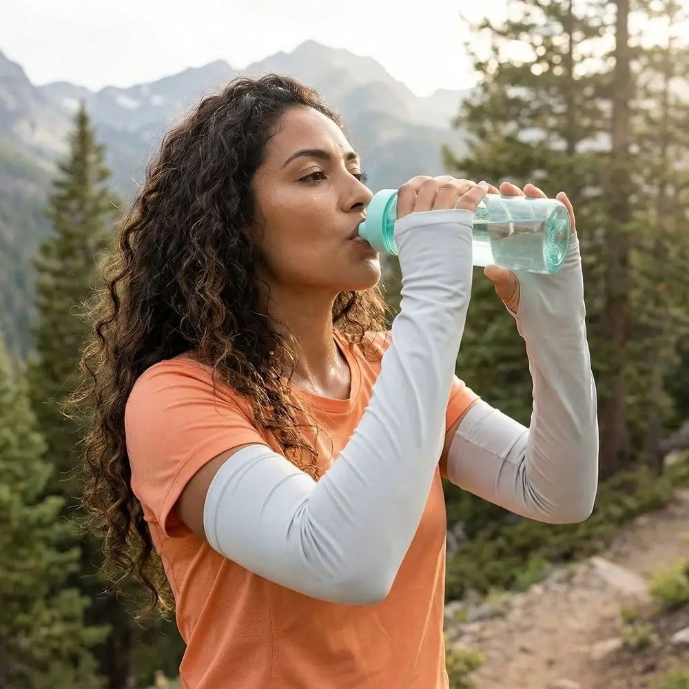 

Loose Songkran Festival Ice Silk Sleeves Lightweight Elastic Fabric Arm Covers Cooling Effect Polyester UV Resistant Sleeves