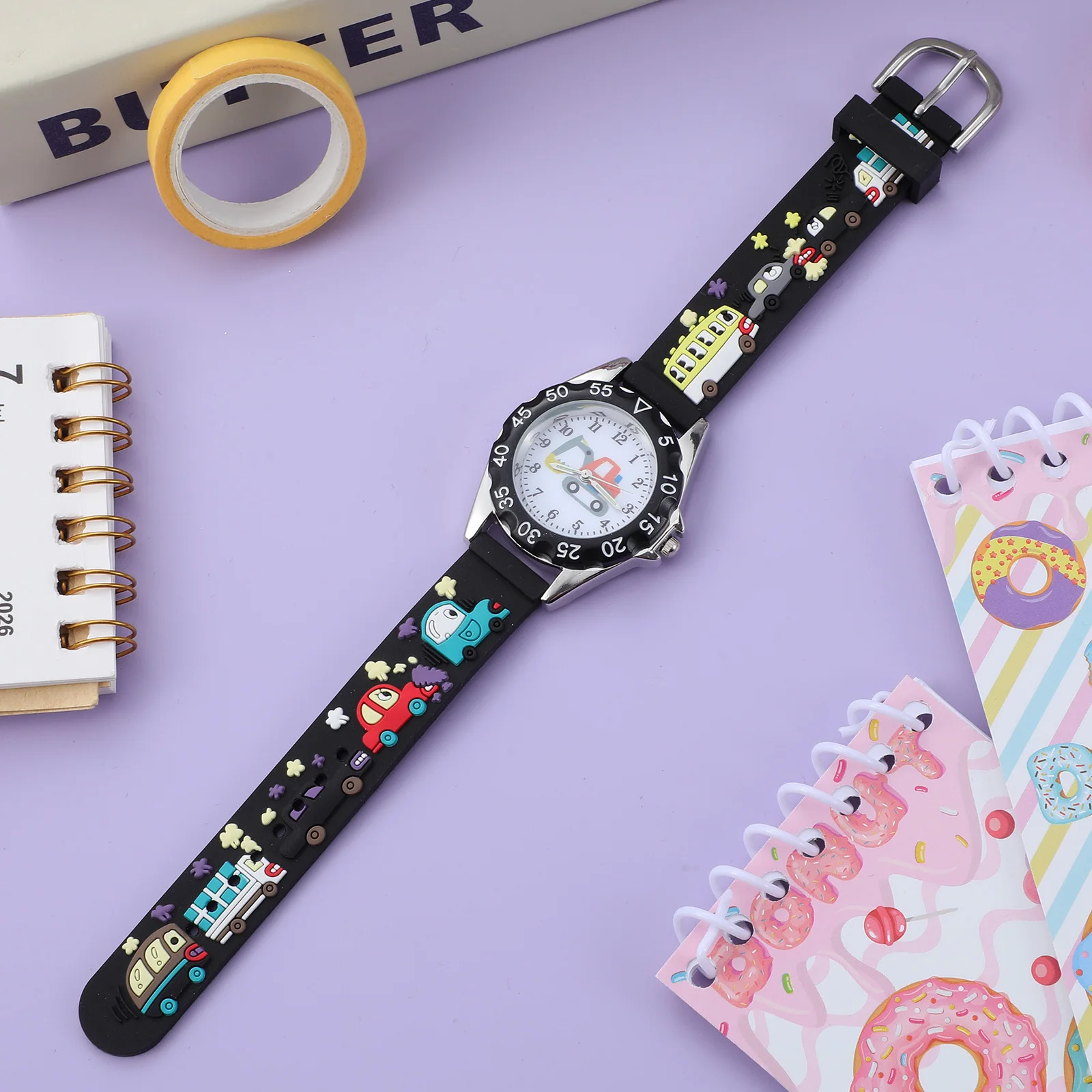 Silicone For Big Dial Clear Number Quartz Watch Durable Cartoon Student Time Learning Watch