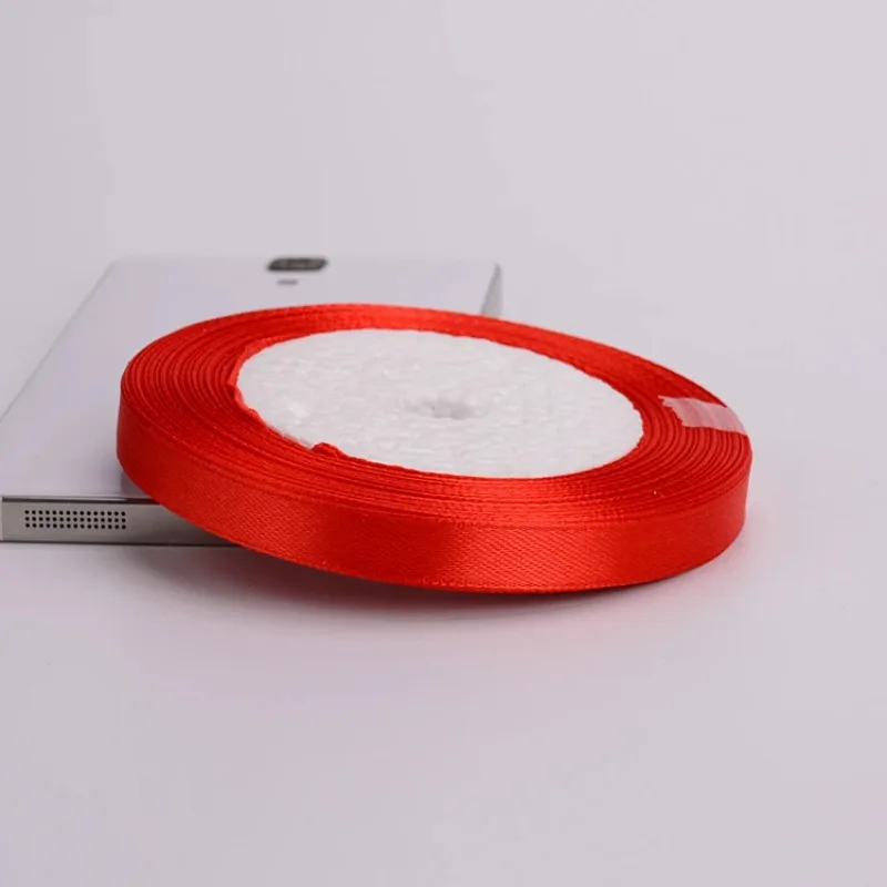 25Yard/rulo 6mm-75mm kırmızı saten kurdele yay zanaat düğün dekor hediye sarma Scrapbooking malzemeleri DIY ambalaj malzemesi