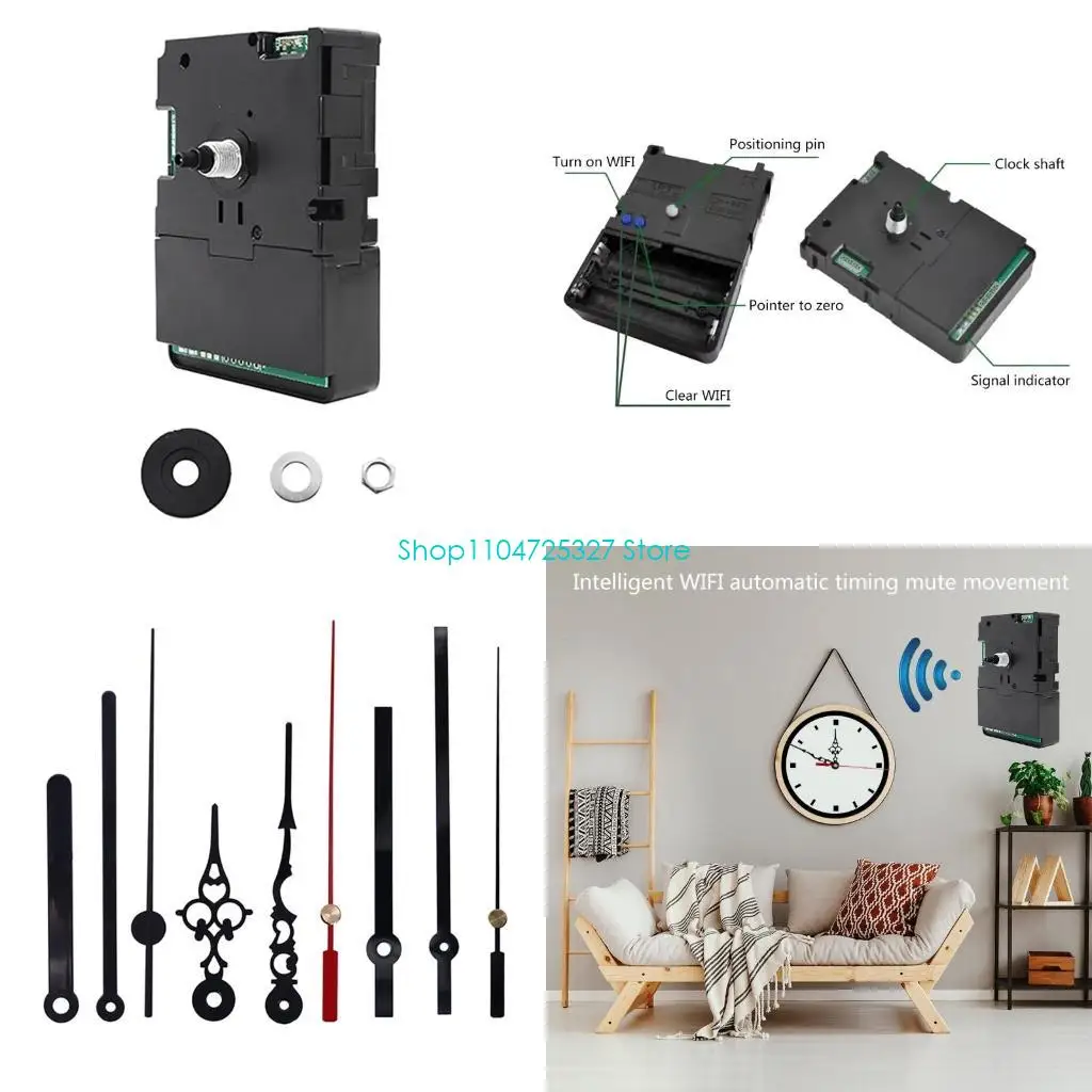 D8KF High Torque Non-Ticking Clock Movement Mechanism DIY Clock Motor with Clock Hands Repair Parts No Battery