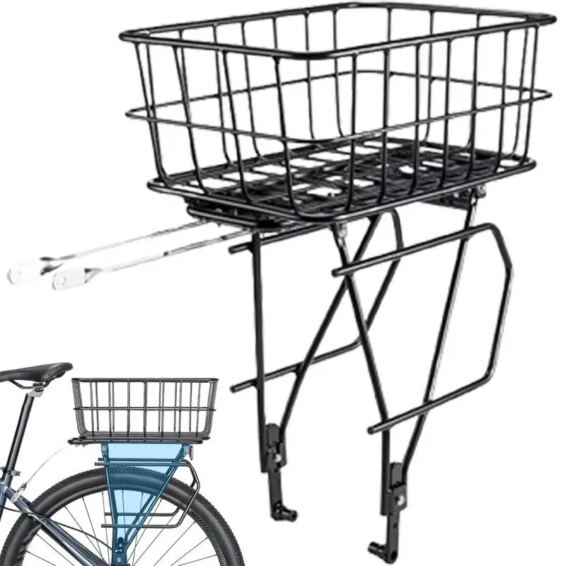 Mountain Bike Rear Cargo Rack With Storage Basket Aluminum Bicycle Rear Rack Adjustable CyclIng Storage Basket Bike Accessories