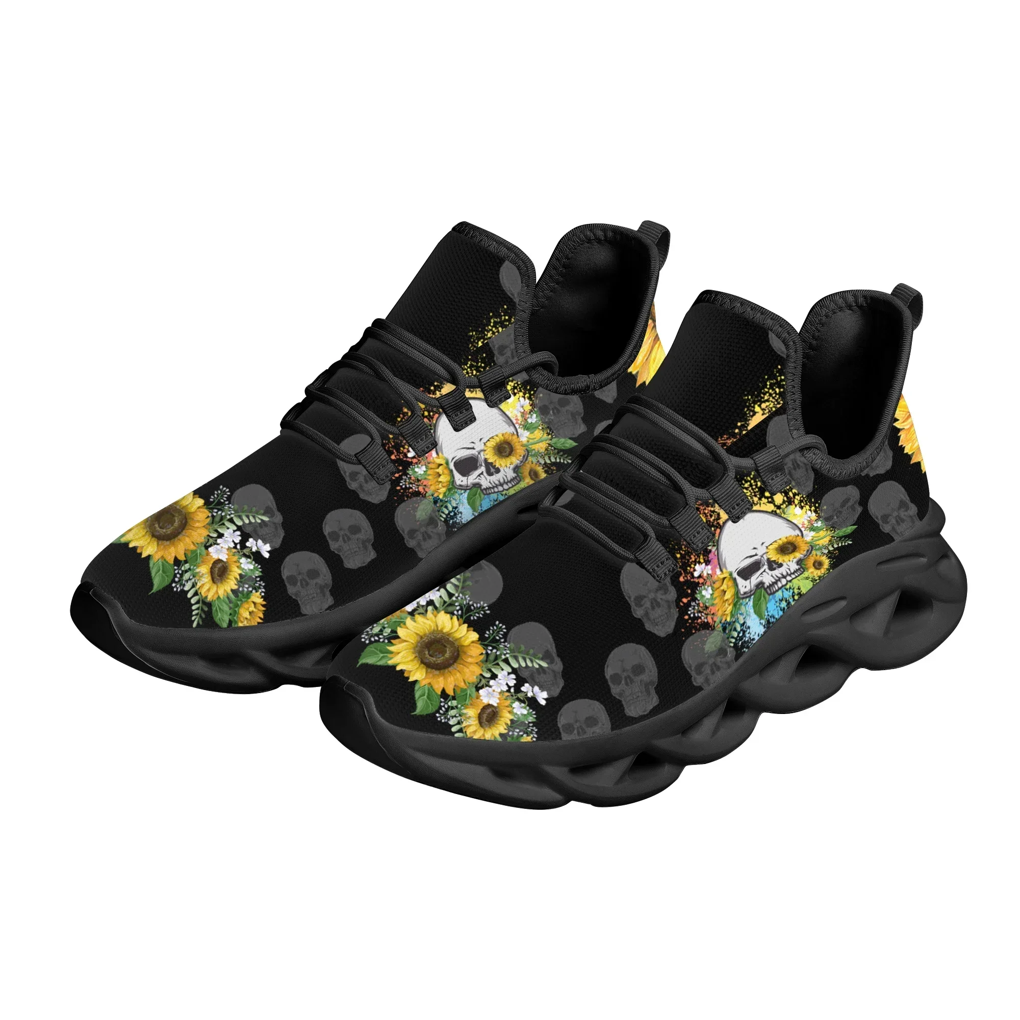 Sunflower Skull Flat Casual Shoes Outdoor Adult Students Sports Fitness Running Shoes High Quality Lightweight Sneakers Zapatos view 3