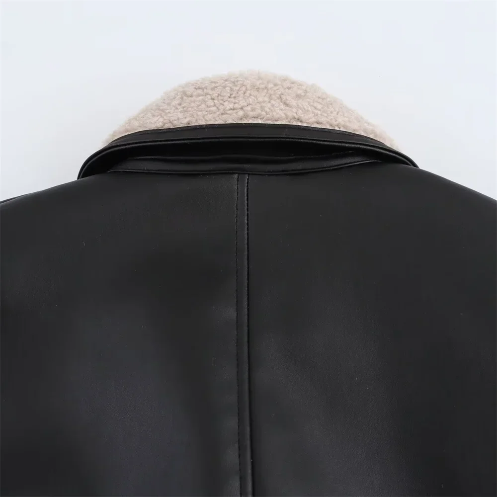 Pop 2025 abrigo de doble cara con doble botonadura y manga larga con cuello para mujer, nuevo producto de otoño/invierno, ropa para mujer