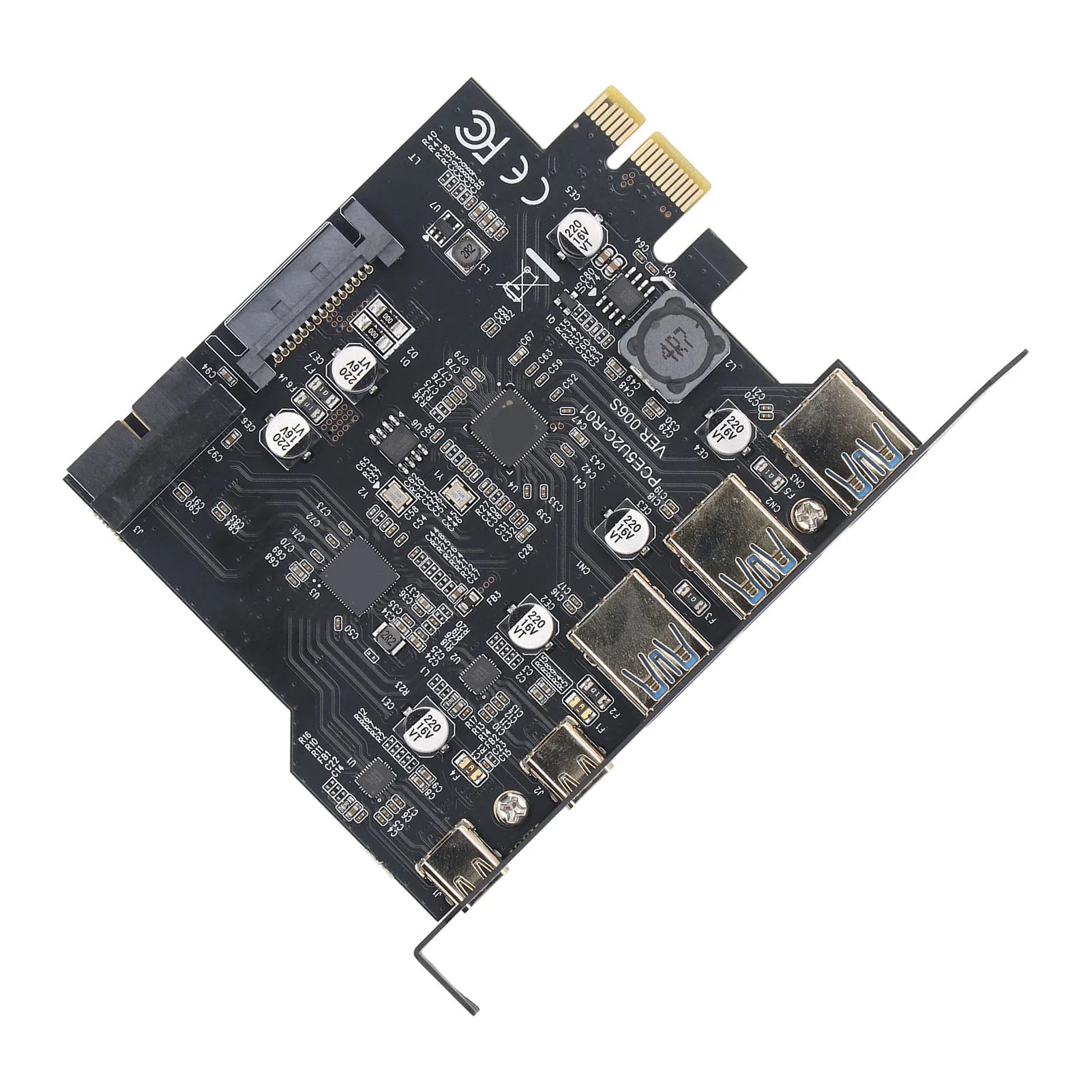 PCIe to USB 3.2 Gen 1 Card 5Gbps 3 USB Type A 2 USB Type C 5-Port PCI Express Expansion Card for Windows for Linux