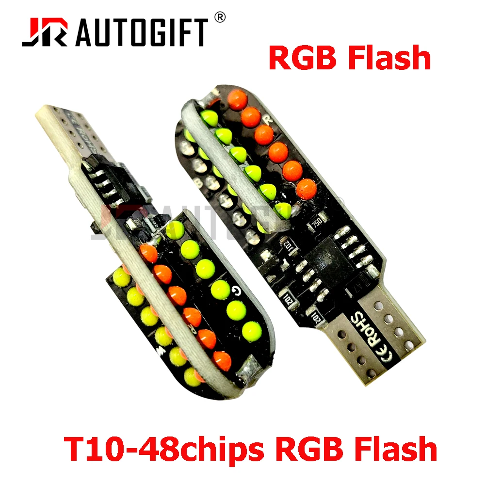 

200PCS T10 W5W RGB led Strobe Flash light 194 168 LED blink Light Bulb Clearance Lights Car side wedge parking 12V Lights