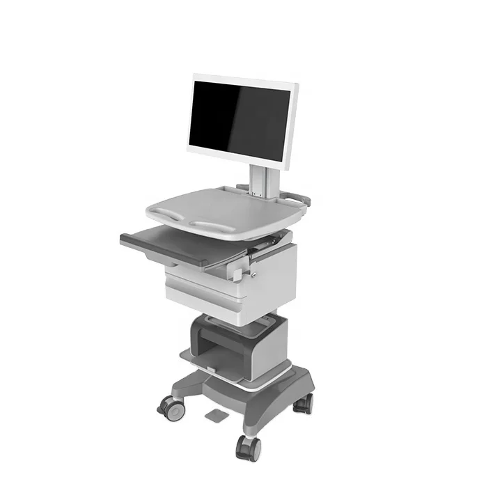 

Dongguan medical roll stand hospital trolley clinic furniture medical cart with printer tray paramedic equipment trolley