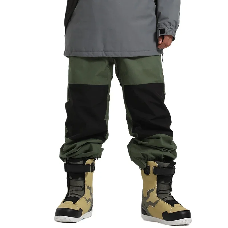 Tie-up snowboard ski pants loose waterproof breathable warm color matching tooling men and women