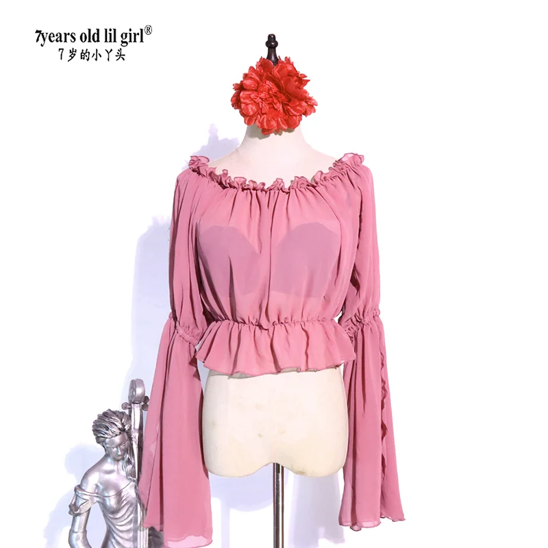 7세 어린 소녀 2025 쉬폰 트라이벌 벨리 댄스 의상 상의 보헤미안 집시 모던 ECA19