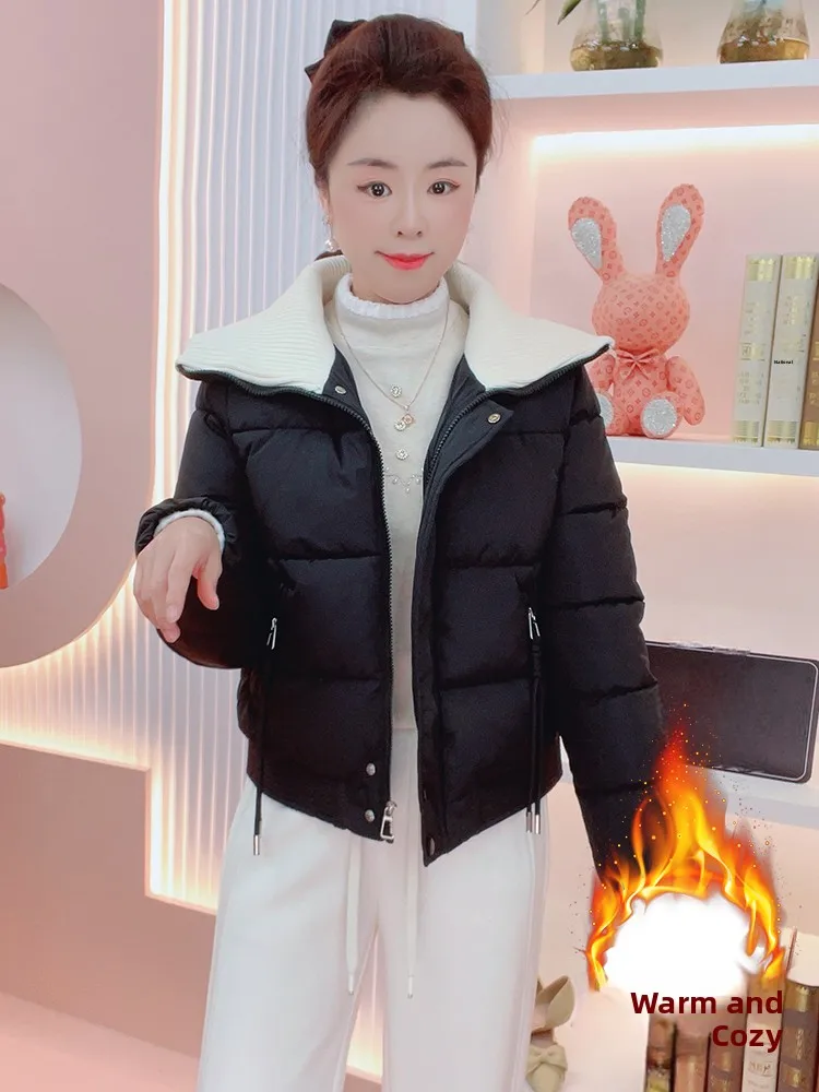 

Unique Sli Thiened Cotton Jaet Women's Winter New Faion Outerwear Korean Sle Loose Fit Long Sve Zipper Closure