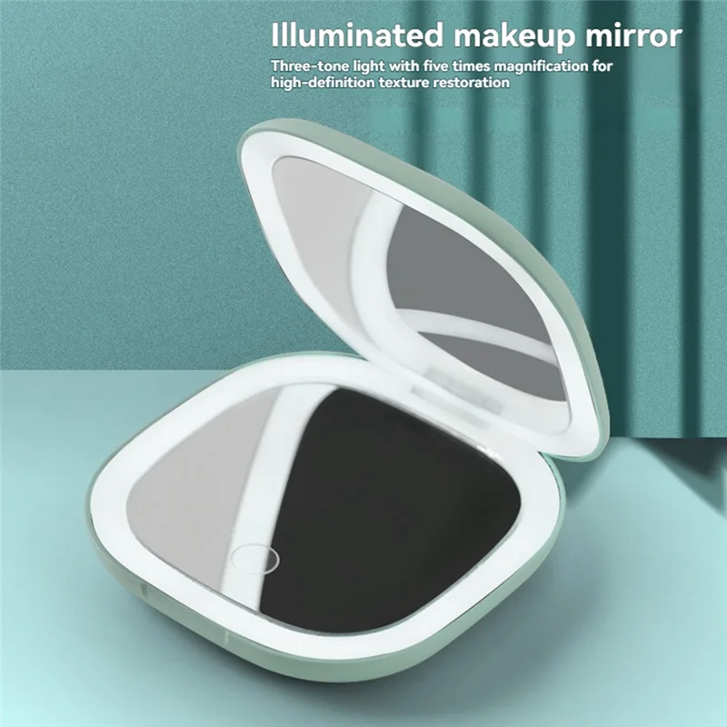 Miroir Compact Portable A39M avec lumières miroir de poche grossissant 5X pour voyage miroir de voyage double LED avec 3 Modes de couleur