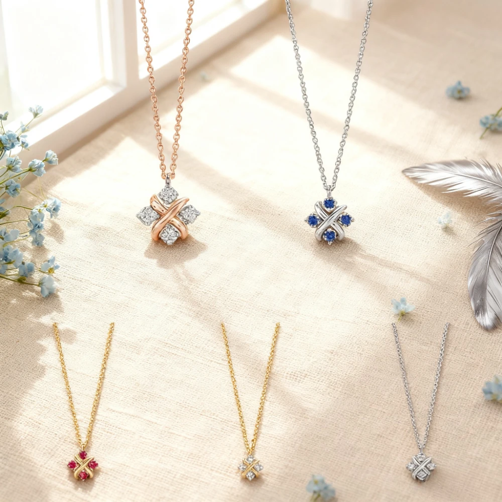 

Модное ожерелье во французском стиле 2026, инкрустированное вручную, со сверкающим муассанитом для женщин, праздничное ювелирное изделие, подарок