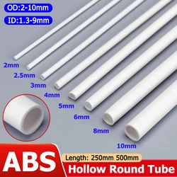 1-50pcs OD 2/2.5/3/4/5/6/8/10mm White ABS Round Hollow Pipe Tube Length 250mm 500mm Plastic Hard Hose DIY Model Crafts