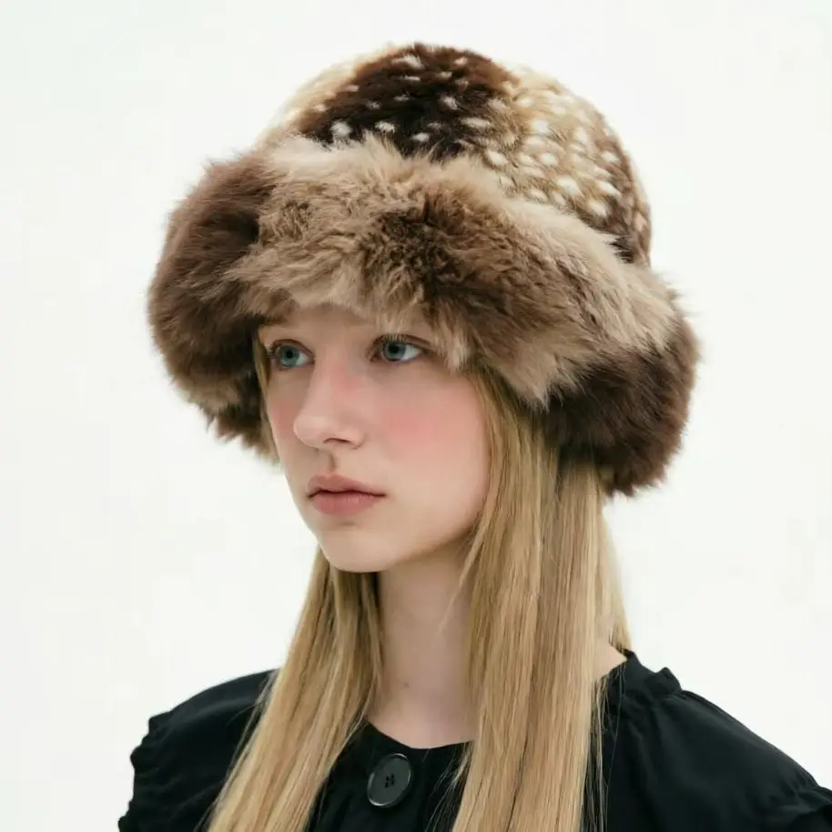 Winter Warm Hat Women Warm Deer Series FishermanHat Fashion Printed Plum Deer Flower Pattern Plush Fisherman Hat Cute Cap