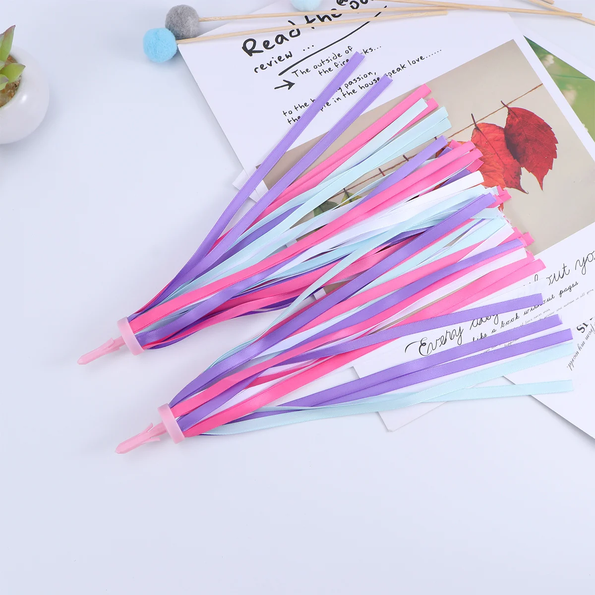 Kids Bicycle Handlebar Streamers Purple Tassels Ribbons Durable Flying Dancing in Wind for Bikes Tricycles Scooters