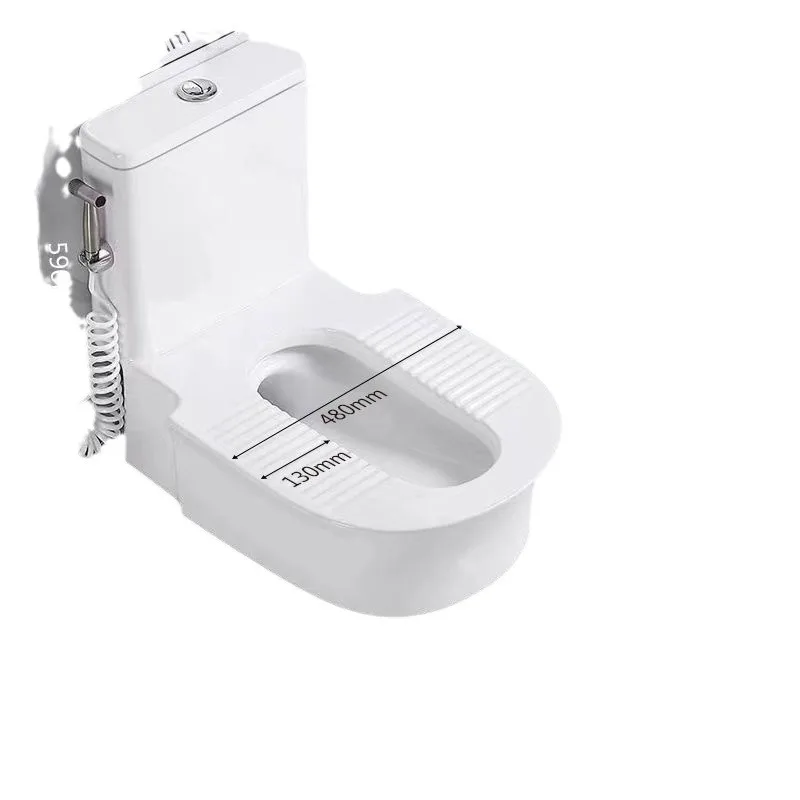 Integrated with curved pit-free squatting toilet, toilet seat is changed to squatting toilet artifact, squatting toilet free