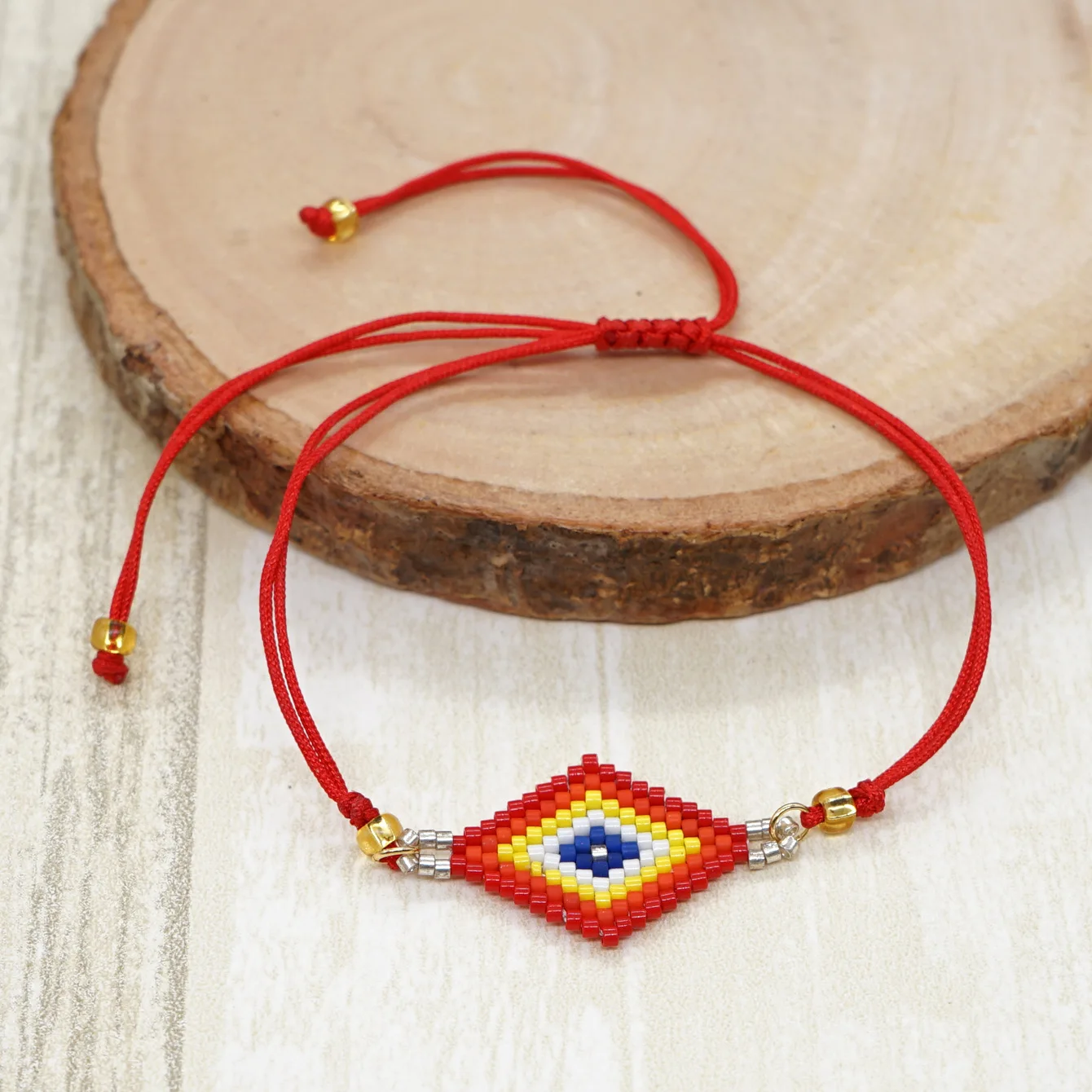 

Браслет из бисера Геометрия Креатив Богемный узор Ручное плетение Регулируемый женский градиент цвета Трендовый браслет из рисовых бусин