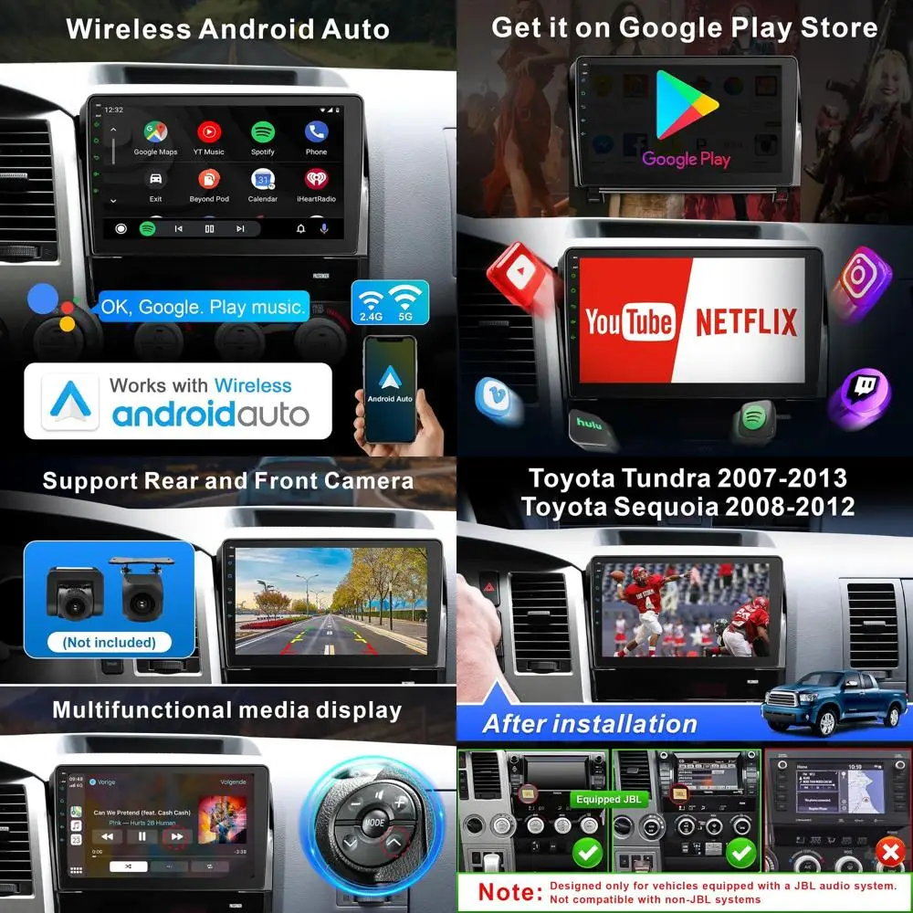 

8-ядерный автомобильный радиоприемник для Toyota Tundra 2007-2013 Sequoia 2008-2012 (подходит только JBL с беспроводным CarPlay и Android Auto, 5G WiFi 10 Inc