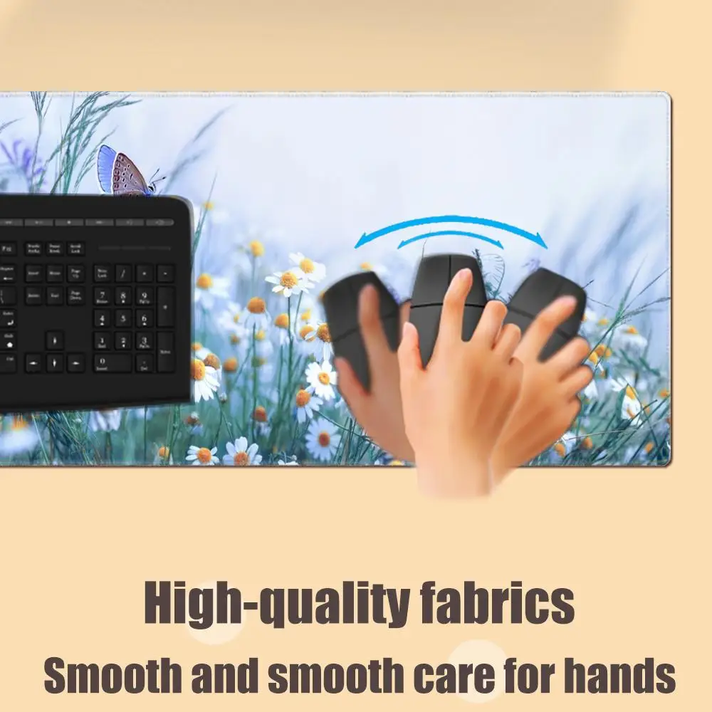 Schmetterling Sonnenblume Mauspad Gamer XL Home Custom HD Mousepad XXL Grüne Pflanze Schreibtischunterlage Weicher Büroteppich Laptop Mäusepad Teppich