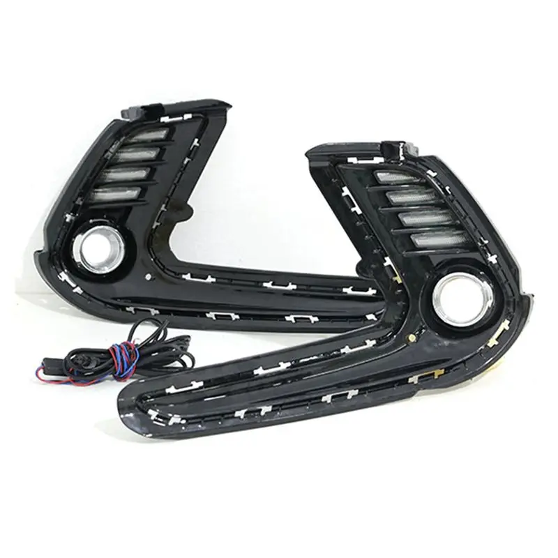 

AC54-1Pair Auto LED DRL For Elantra 2016-2018 Fog Lights Cover Daytime Running Light Turn Signal Foglamp