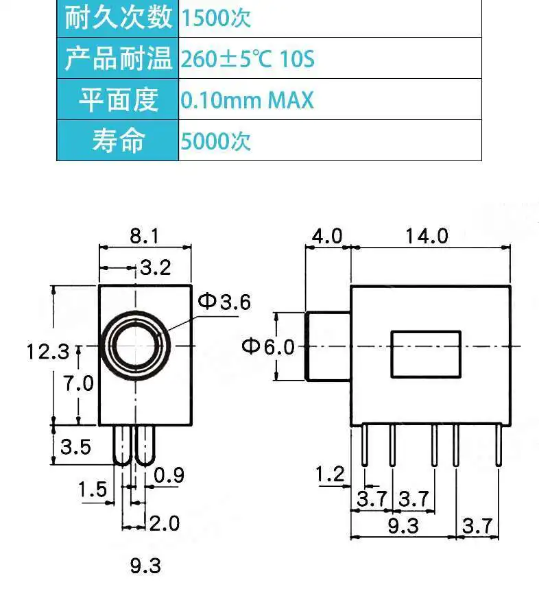 5 Stück Kopfhörerständer PJ215 PJ325 3,5 mm Durchmesser Audio-Buchse – Detail 2