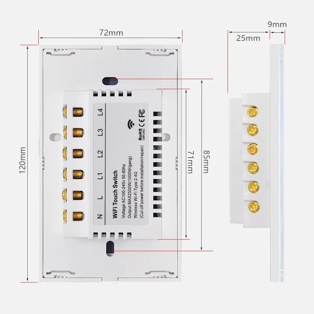 Zigbee Wall Switch No Neutral with Neutral All Used Tuya Zigbee Touch Switch 1-3 Gang No Capacitor Zigbee No Neutral Switch