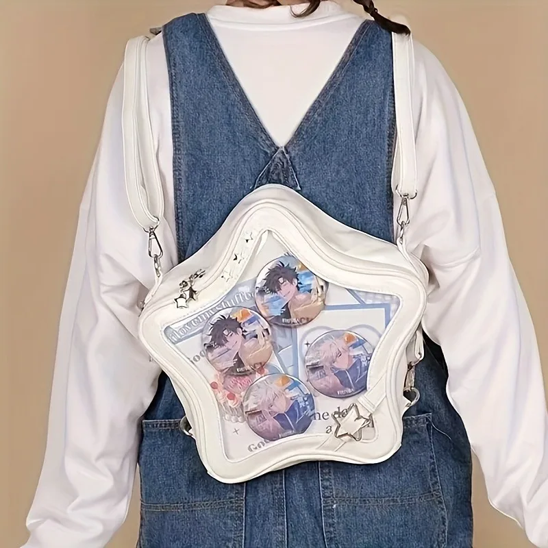 Cute Transparent Two-Dimensional Star-Shaped Bag As A Backpack or Shoulder Bag Carrying Items Related To Anime Comics and Games