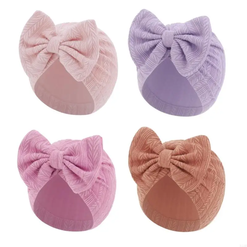 

4Pcs Newborns Bowknot Nursing Hat Soft Breathable Baby Fetal Hat Brimless Design
