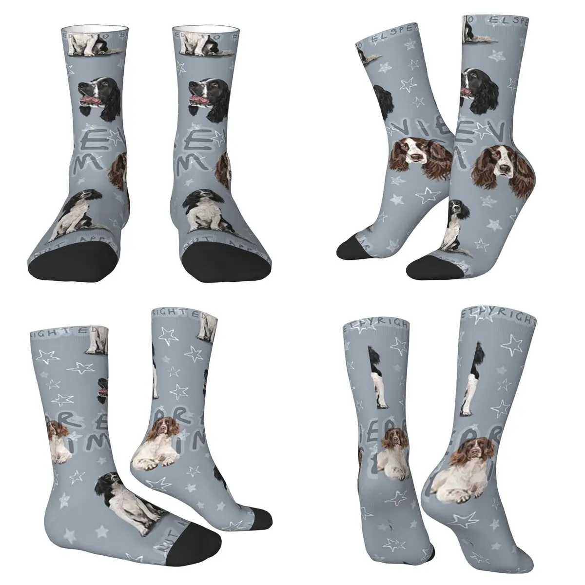 

Синие носки Springer Spaniel, супер мягкие чулки в стиле Харадзюку, всесезонные длинные носки, аксессуары для подарка на день рождения унисекс