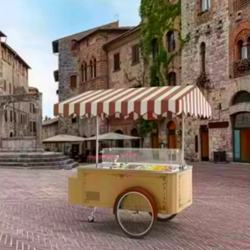 Multi-Functional Outdoor Mobile Stainless Steel High Efficiency 4-Wheel Ice Cream Cart & Food Truck For Events & Shopping Malls