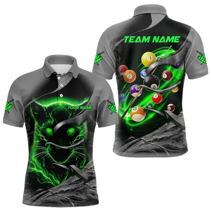 Fashion Billiards Graphic Polo Shirts For Men Custom Name 3D Printed Short Sleeve Sports Polo Shirt Casual Street Team Uniforms