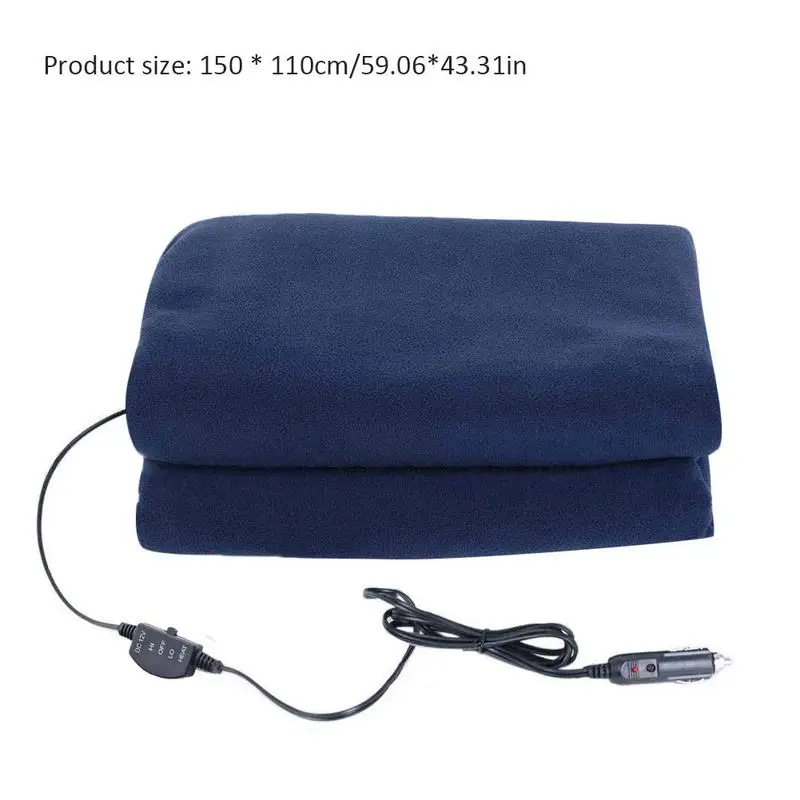 Car Heating Blanket 12V Electric Heated Blanket Cigarette Lighter Plug Winter Camping Travel Heating Blanket Car Accessories