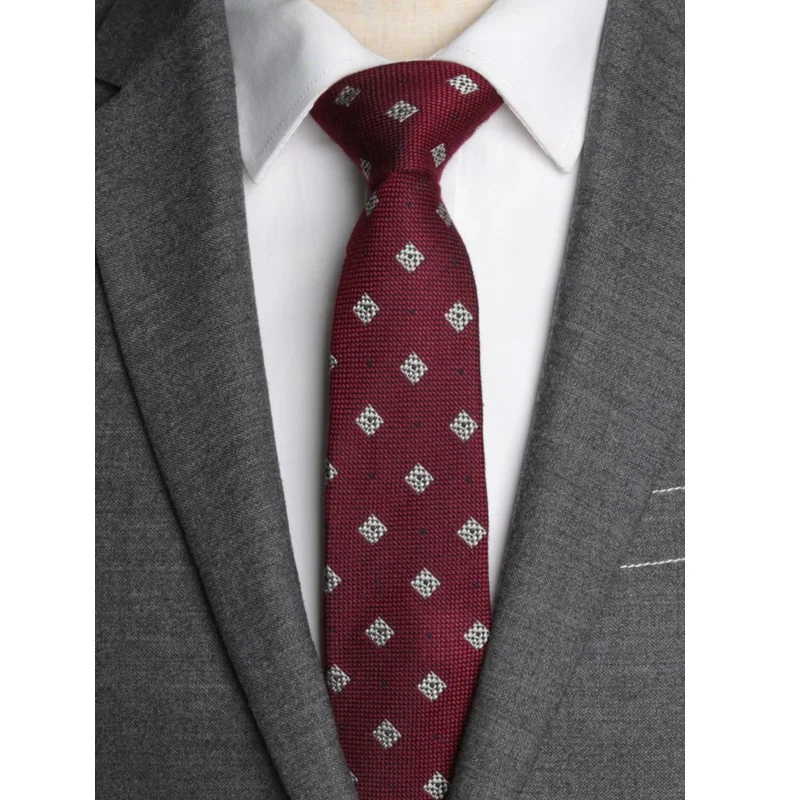 

Mens Ties 6cm Classic Cotton Handmade Skinny Dark red Plaid Neckties Narrow Collar Slim Cashmere Casual Tie Accessories Gift