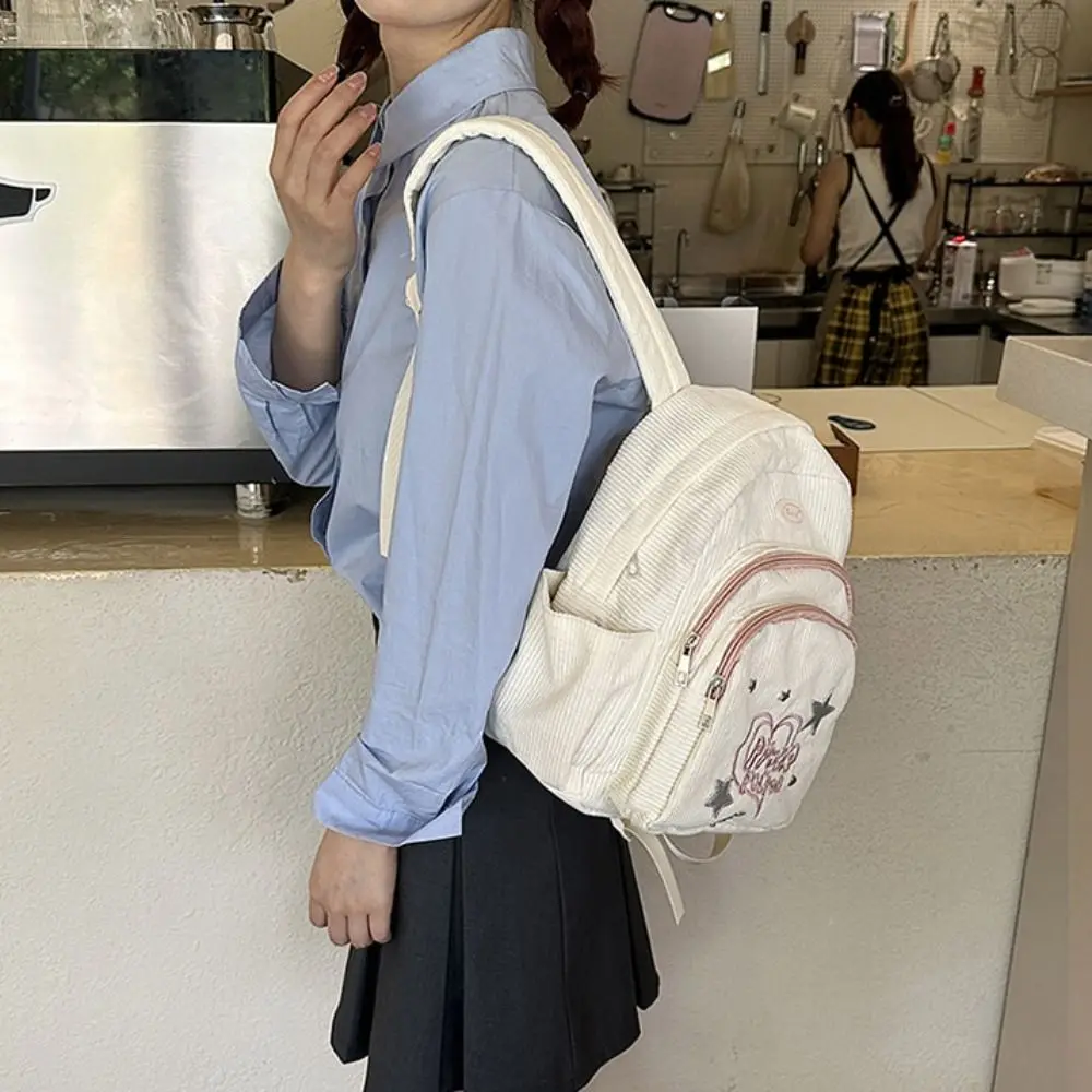 Kleine Packung Cord Rucksack Einfarbig Handtasche Stern Liebe Schulter Tasche Mehrere Taschen Koreanischen Stil Casual Rucksack Männer
