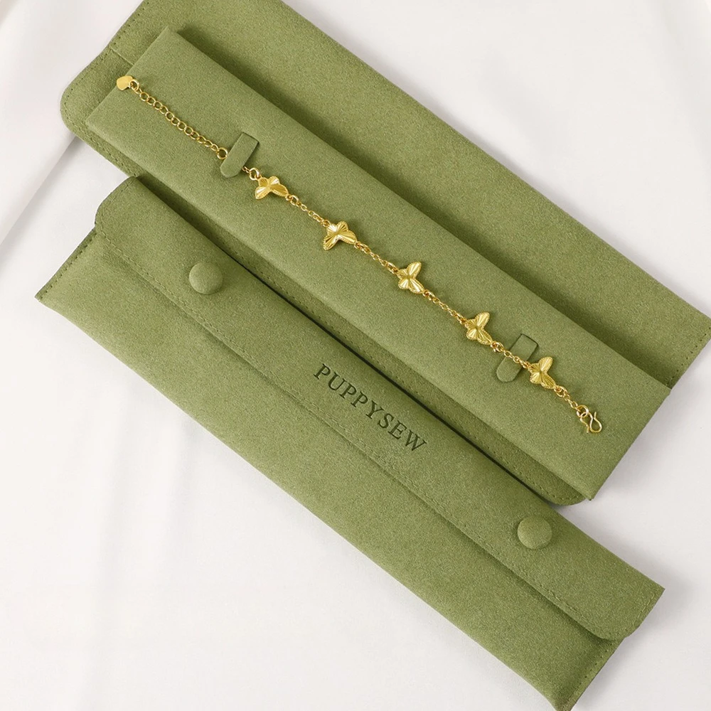 

2Pcs/set Manufacturer Wordless Microfiber Necklace Pendant Bracelet Pearl Necklace Storage Protection Snap Exquisite Simple Bag