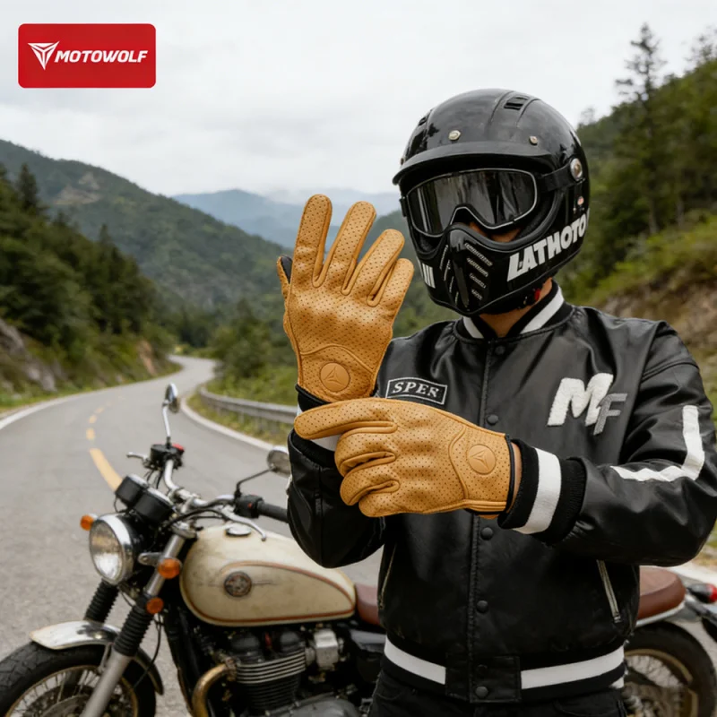 

Motorcycle Leather Riding Gloves Windproof Waterproof Winter Warm & Summer Breathable Touchscreen Guantes Moto Fist Palm Protect