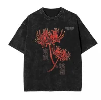Tokyo Ghoul Spider Lily woman Men Washed T-Shirt Hot stamping Print Tees,Harajuku Cotton Tshirt Men\'s Summer Short Sleeve Tees