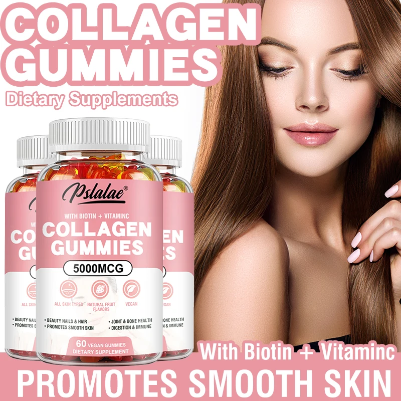 

Collagen Gummies - Antioxidant, Hair Growth, Support Skin & Nails Health, Increases Skin Elasticity, Maintain Vitality, Non-GMO
