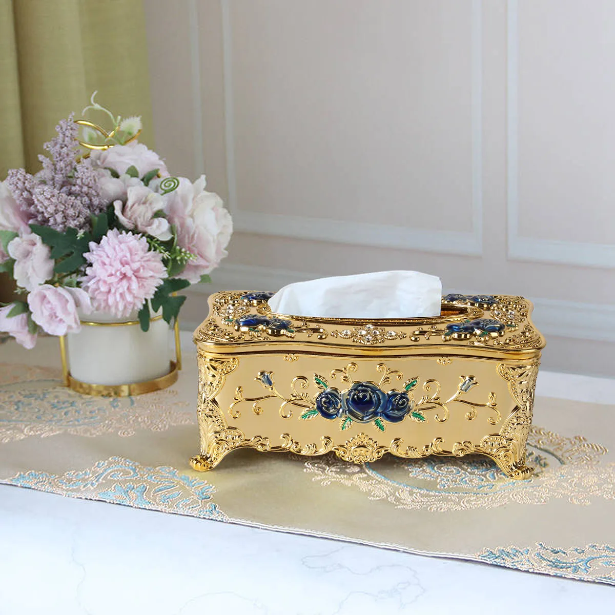 

European Style Tissue Box Napkin Holder Large Opening Removable Smooth Plastic Bathroom Home Decor Retro Vintage