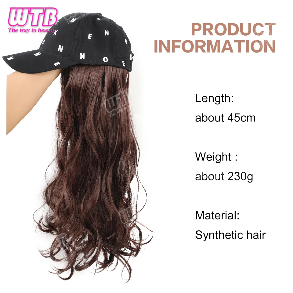 الاصطناعية قبعة بيسبول شعر مستعار الإناث قطعة واحدة قبعة شعر مستعار طويل مجعد يسلط الضوء على شعر مستعار مجعد قبعة الإناث