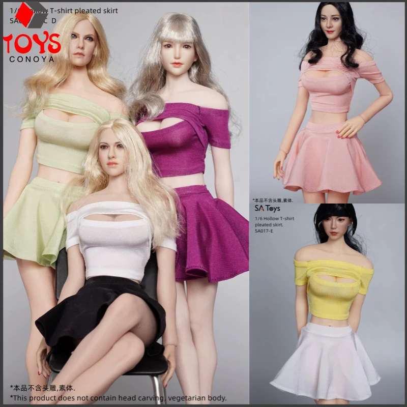 

SAToys SA017 1/6 Scale Sexy Hollow T-Shirt Tube Top Pleated Skirt Clothes Model Fit 12'' Female Soldier Action Figure Body Doll